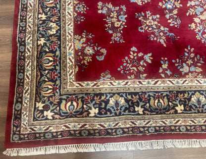 Indo Persian Sarouk Rug 10x14 Handmade Wool Carpet With Traditional Floral Design