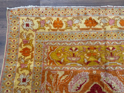 Antique Turkish Prayer Rug 4x6 Mihrab Design Hand Knotted Wool Anatolian Carpet