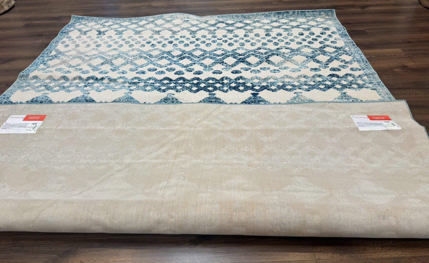 Modern Rug 8x10 Abstract Wool Turkish Area Rug In Oat And Blue Raised Pattern