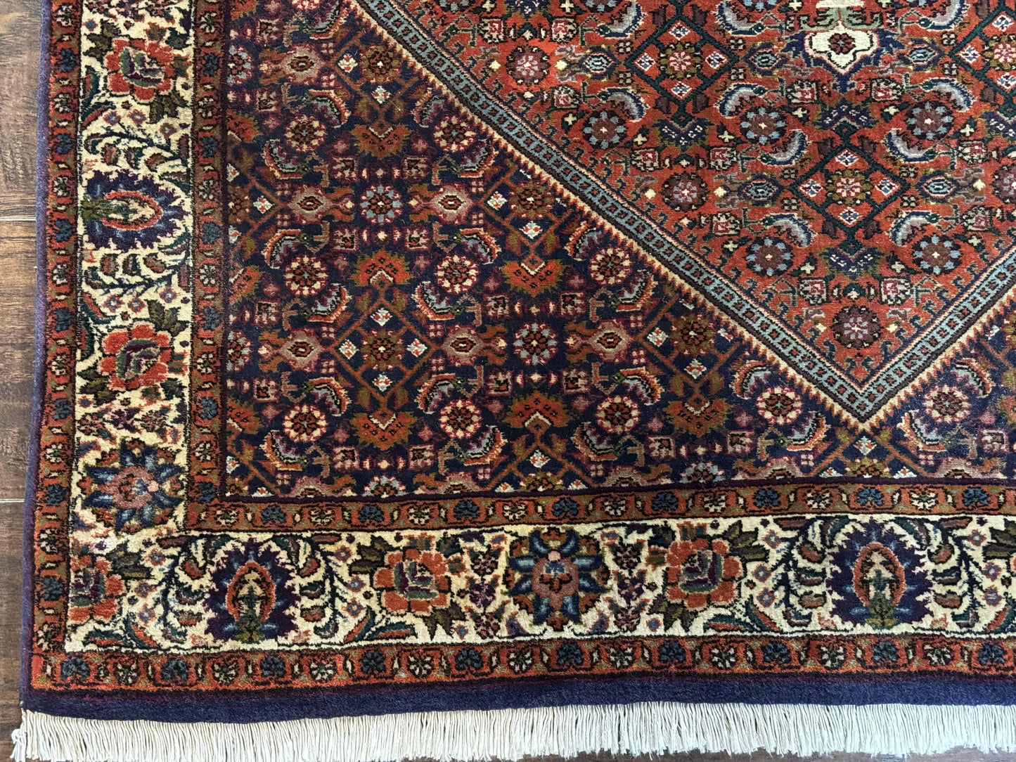 Persian Bidjar Rug 4x5 Hand Knotted Wool Herati Pattern Fine 290 KPSI
