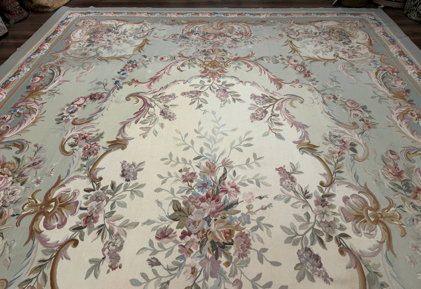 Aubusson Rug Palace Size 11x16 Hand Knotted Wool Carpet For Luxury Living