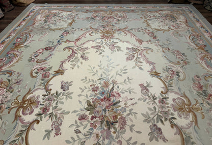 Aubusson Rug Palace Size 11x16 Hand Knotted Wool Carpet For Luxury Living