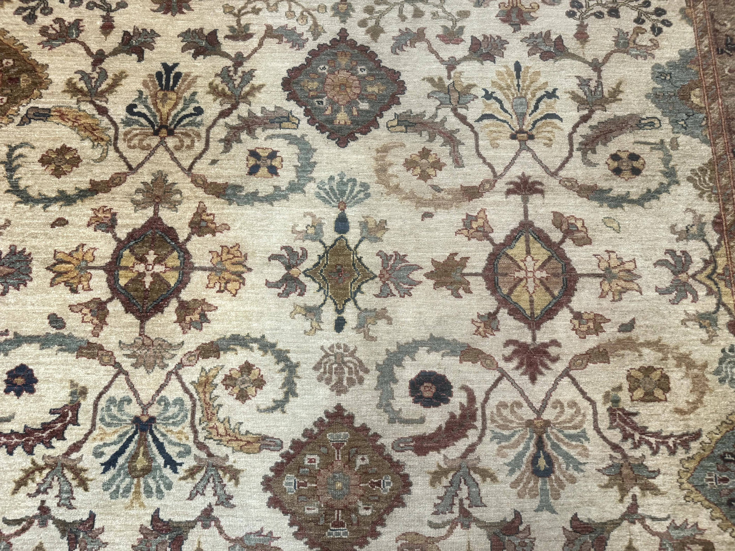 Egyptian Rug 9x12, Mahal Sultanabad Carpet, Handmade Wool Rug, Oatmeal Color