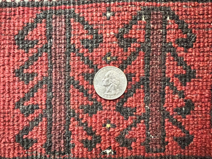 Antique Persian Turkoman Rug 3x6 Wool Tribal Handmade Carpet Red And Black