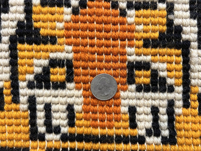 Small Hooked Rug 2x3, Tibetan Tiger Design, Wool, Unique Hooked Rug, Vintage