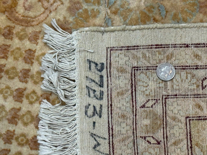 Pakistani Carpet 9x12, Finely Hand Knotted 270 KPSI, Cream, Allover Pattern