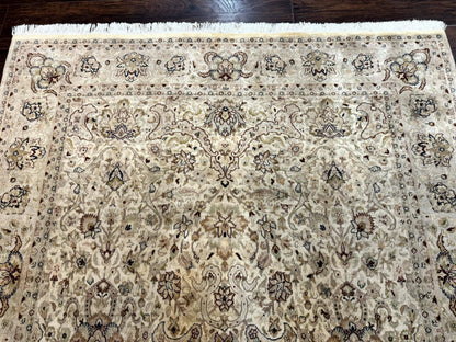 Persian Rug Handmade Wool 6x9 Floral Beige
