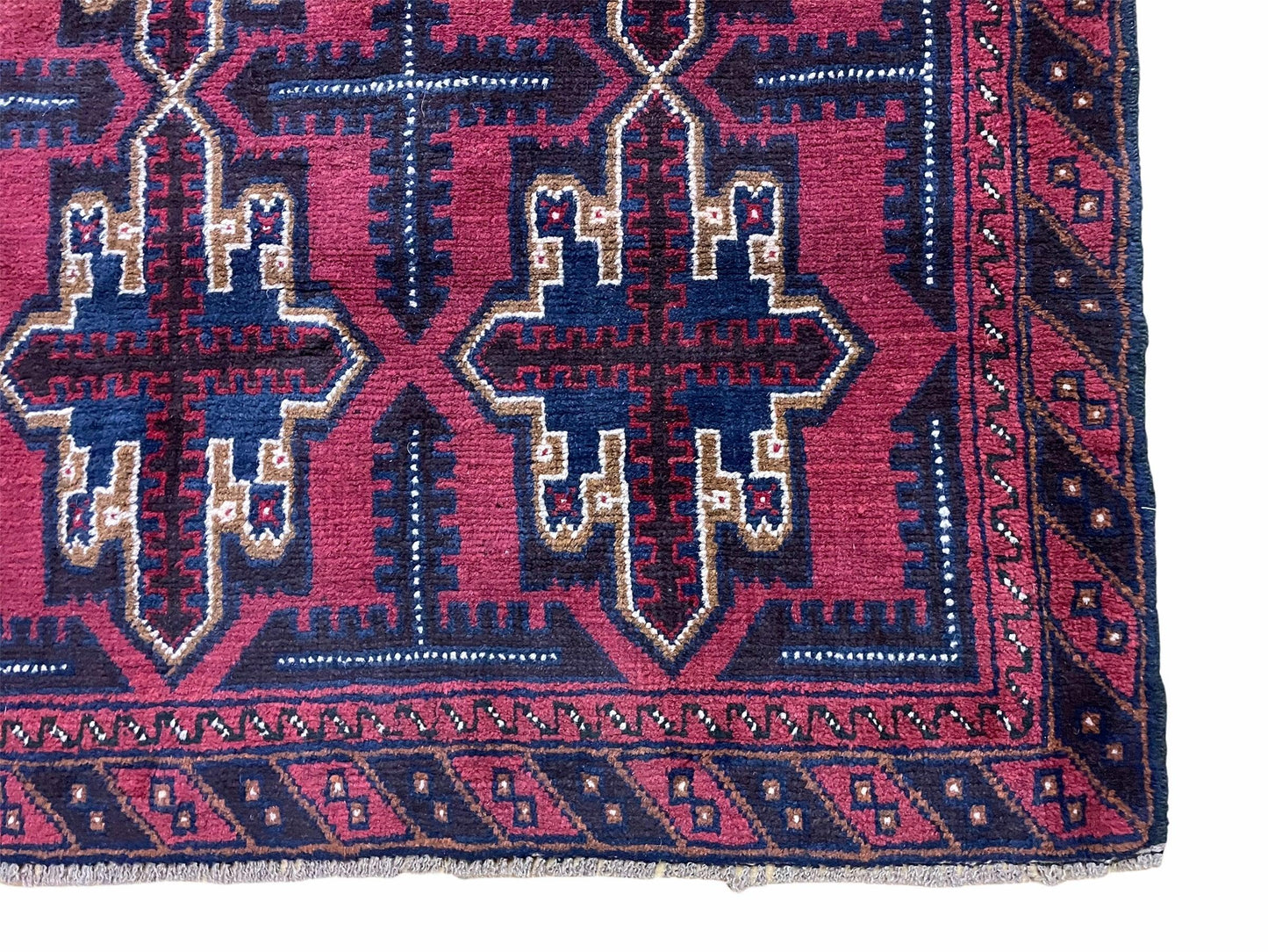 Baluchi Rug 3x5 Vintage Handmade Afghan Tribal Wool Rug Red Beige Blue