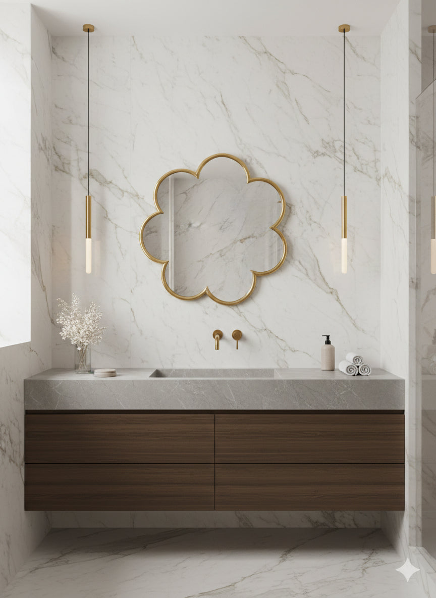 Curved petal frame mirror