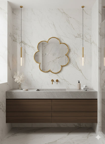 Curved petal frame mirror