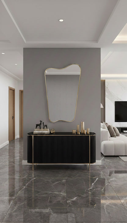Irregular brass wall mirror 
