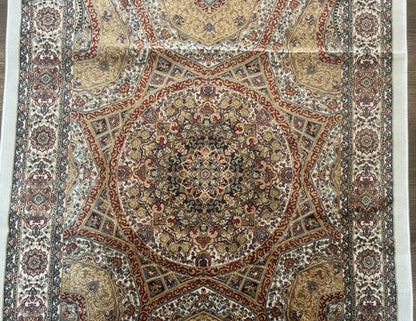 Turkish Silk Runner Rug 2.6 x 13, Dome Design, Hereke Runner, Bamboo Silk, New