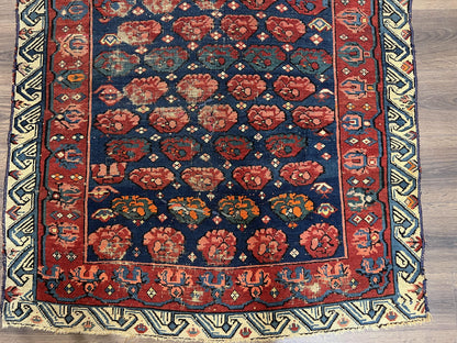 Seychour Rug 4x7 Hand Knotted Wool Antique Caucasian Carpet