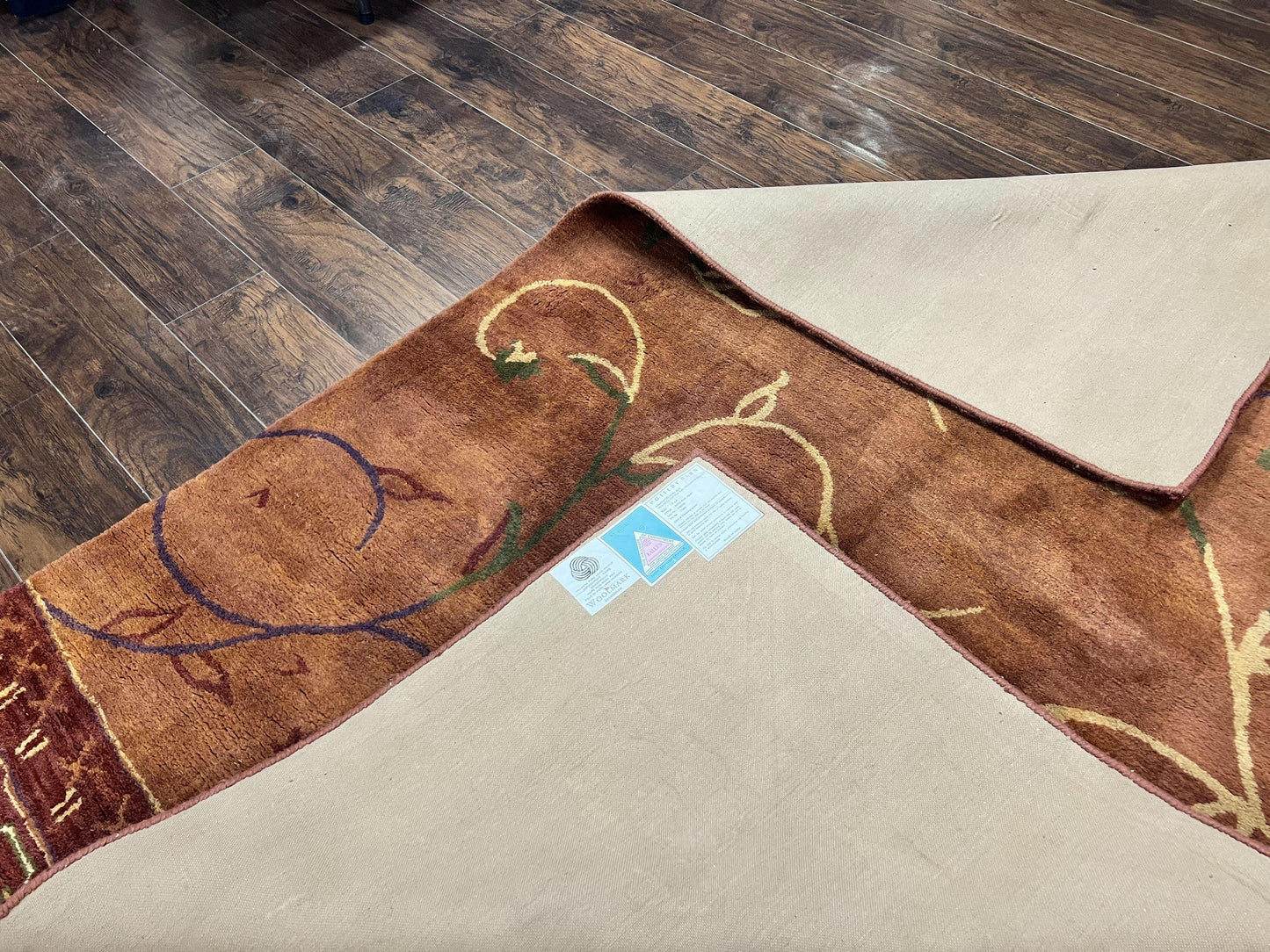 Vintage Hand Tufted Wool Silk Rug 5x8 Rust And Maroon Area Carpet