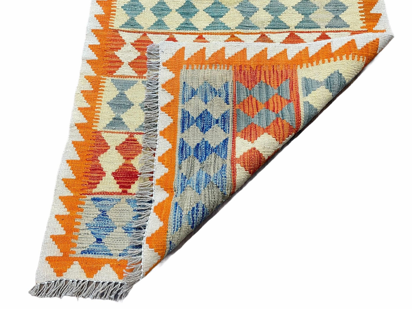 Small Chobi Kilim Rug 3x4 Colorful Diamond Kilim Small Turkish Multicolor Kilim with Diamond Pattern Wool Flatweave Nice