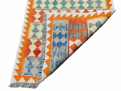 Small Chobi Kilim Rug 3x4 Colorful Diamond Kilim Small Turkish Multicolor Kilim with Diamond Pattern Wool Flatweave Nice