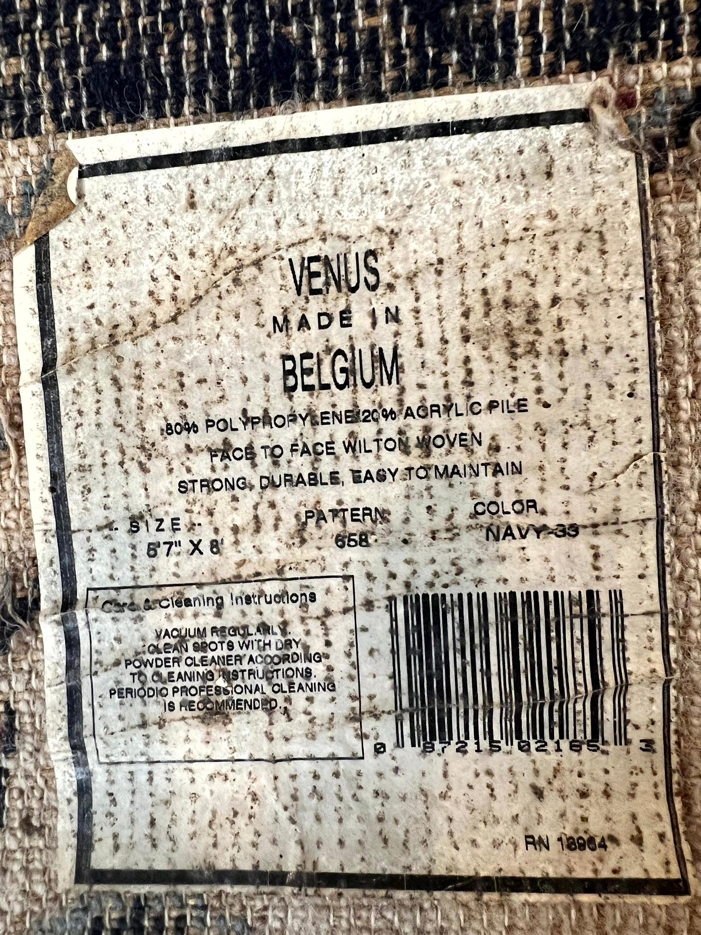 Power Loomed Rug Belgium 5.6 x 7 Navy Ivory Heriz Vintage Oriental Carpet