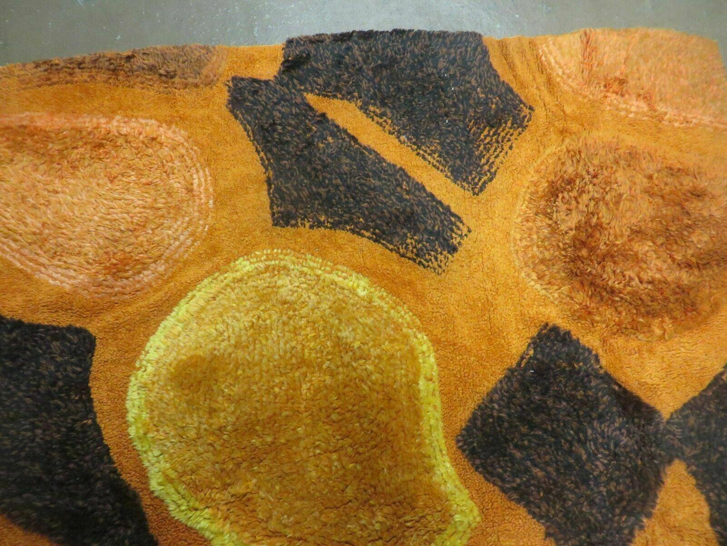 Handmade Wool Hooked Rug Abstract Modern Design 44 By 70 Inches From 1970s