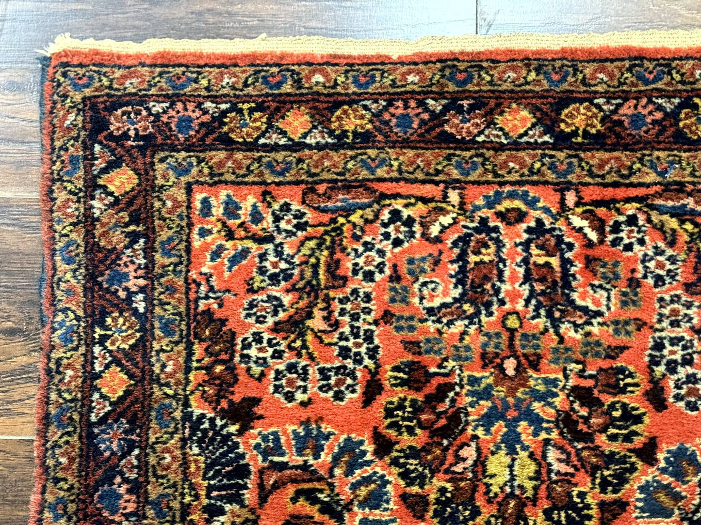 Antique Persian Lilihan Rug 2x4 Red Floral Wool Handmade Carpet