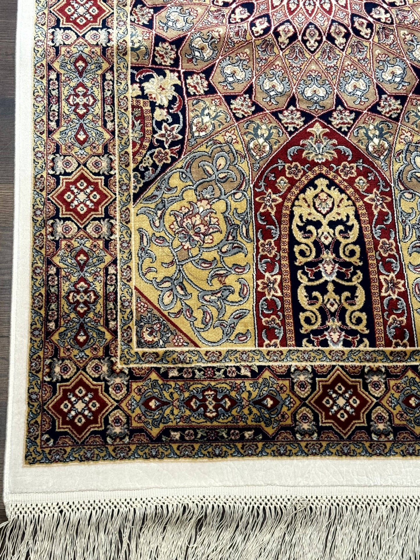 Turkish Silk Runner Rug 2.6 x 10, Dome Design, Hereke Runner, Bamboo Silk, New