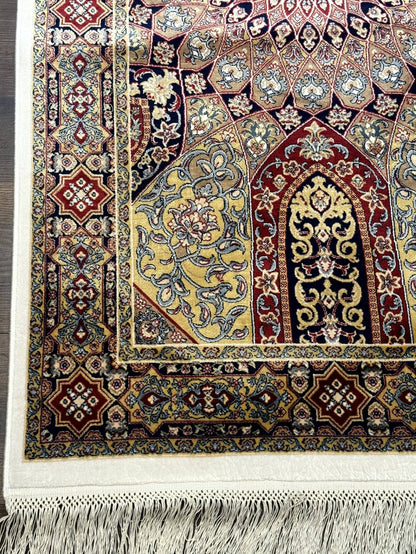 Turkish Silk Runner Rug 2.6 x 10, Dome Design, Hereke Runner, Bamboo Silk, New