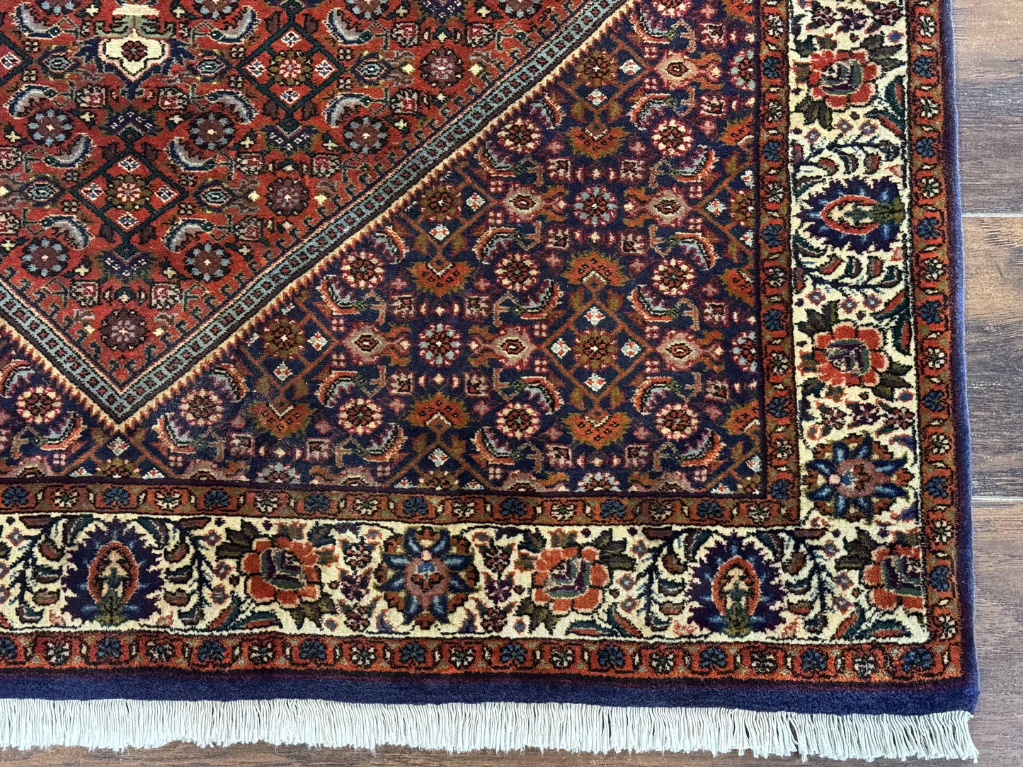 Persian Bidjar Rug 4x5 Hand Knotted Wool Herati Pattern Fine 290 KPSI