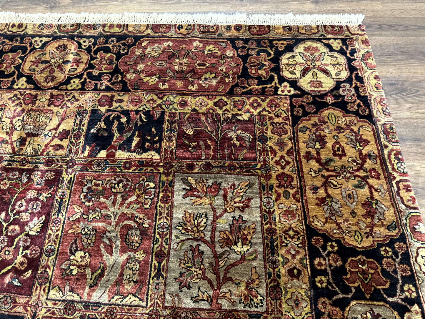 Indo Persian Rug 9x12, Bakhtiari Panel Design, Multicolor, Soft Wool Pile