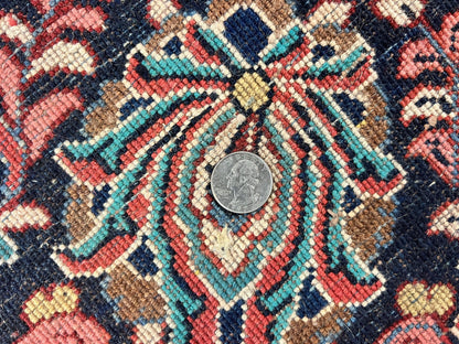 Persian Sarouk Rug Square 11x11 ft Hand Knotted Wool Floral Red Carpet Handmade Antique Rug