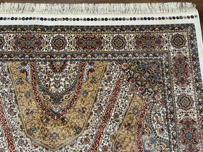 Turkish Silk Rug 5 By 7.6 Feet Dome Design Bamboo Silk Contemporary Area Rug