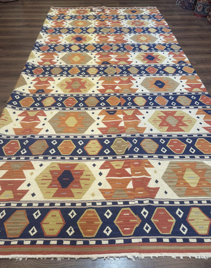 Turkish Kilim Rug 8x11 Handmade Wool Vintage Nourison Area Rug for Living Room