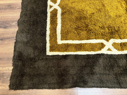 Mid Century Shag Rug 8x11, Large Vintage Shag Rug, Open Field, European Shag Rug