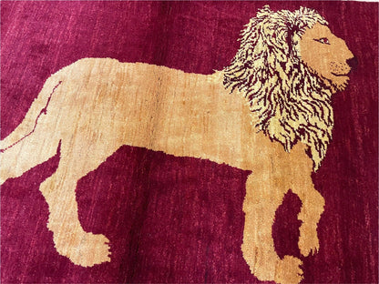 Handmade Wool Rug Lion Pictorial 3.5x5