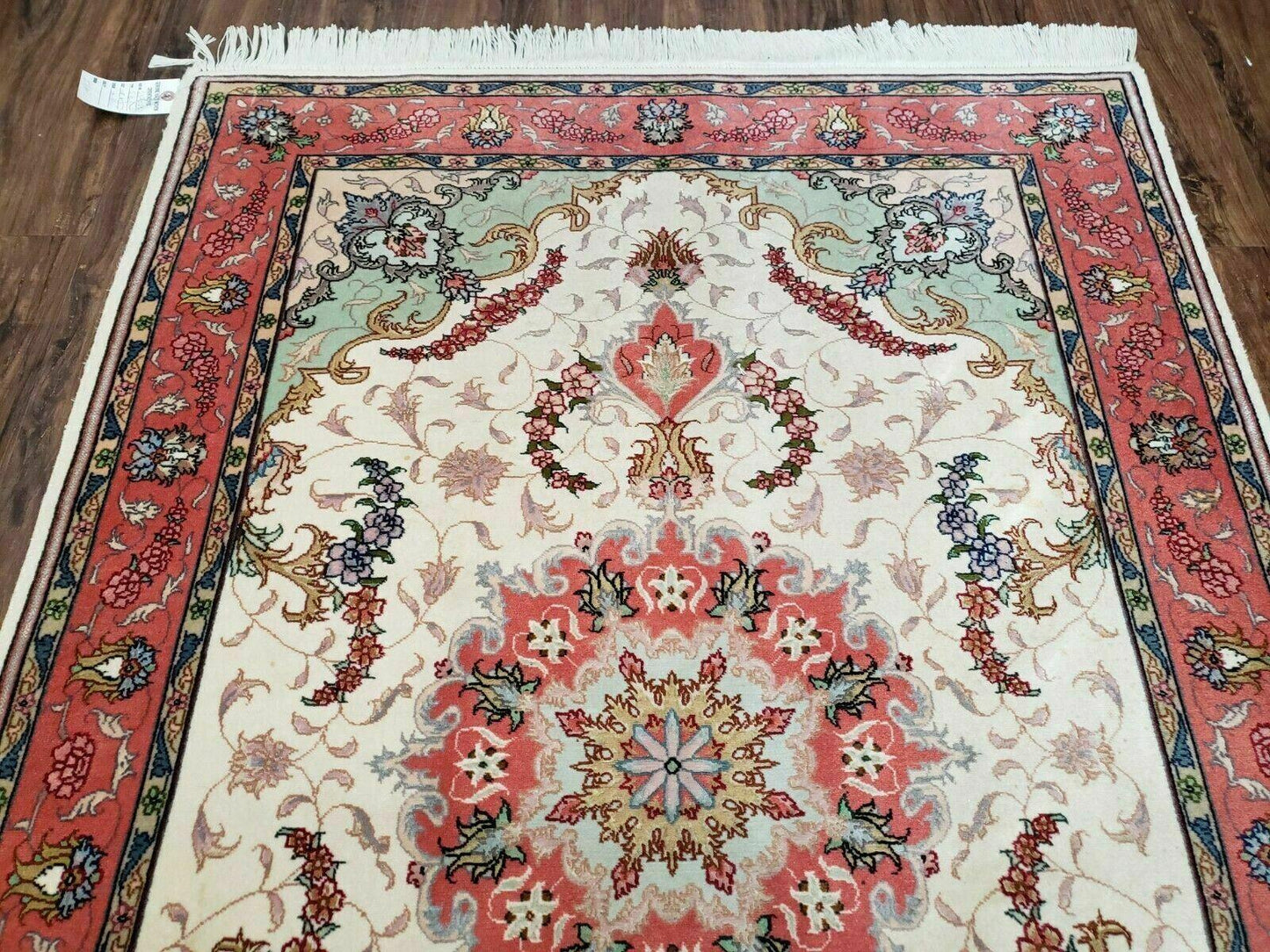 Turkish Rug Handmade Vintage Floral Oriental Wool 40 By 57 Inches