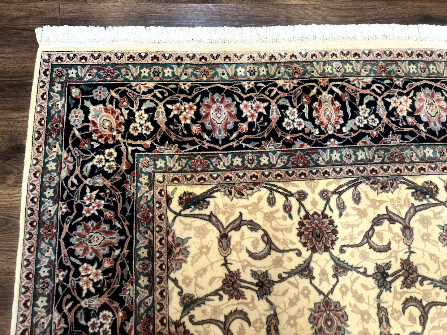 Sino Persian Rug 8x10, Allover Pattern, Beige and Midnight Blue, Wool Oriental Carpet