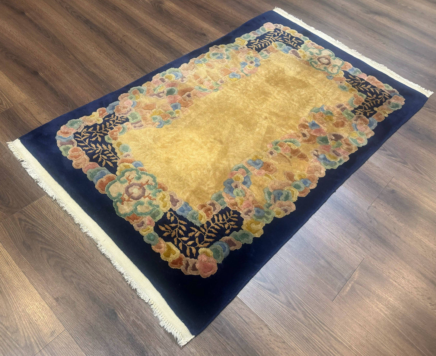 Chinese Wool Rug 3x5 Handmade Vintage Carpet Peking Style Handcrafted