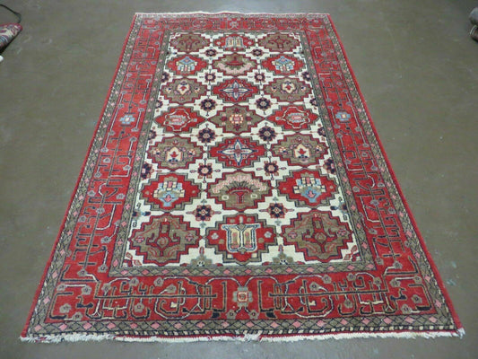 Antique Turkish Anatolian Wool Rug 4x6 Handwoven With Vegetable Dyes