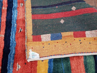 Colorful Persian Gabbeh Rug 4x6, Soft Pile, Colorful Rug, Handmade Hand Knotted Wool Carpet, Home Office Rug, Area Rug for Bedroom 4 x 6 ft