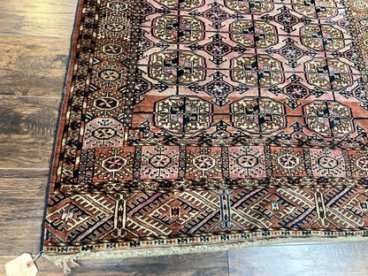 Persian Turkoman Rug 4x6 Hand Knotted Wool Bokhara Carpet