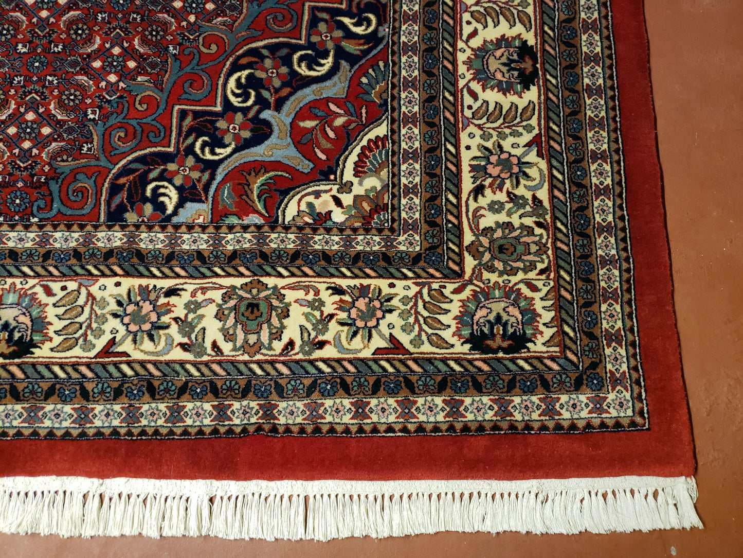 Indian Rug 9x12 Red Indo Bidjar Rug 9x12 Vintage Rug Allover Pattern Medallion Rug Wool Rug Nice Persian Design