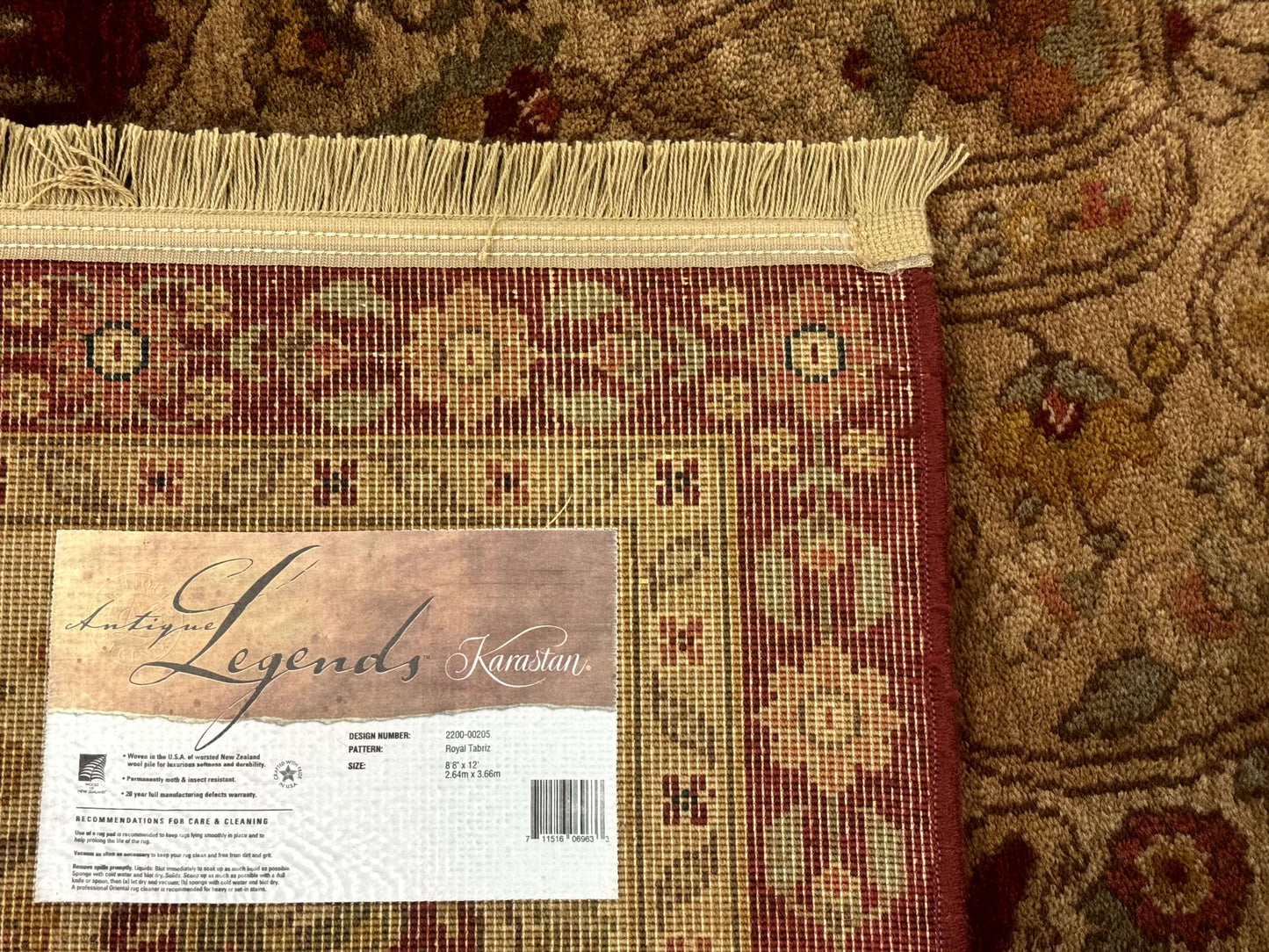 Karastan Rug 8.8 x 12, Antique Legends Royal Tabriz, Wool Pile, Vintage, Rare