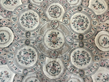 Pak Persian Rug Wool 9x12 Hand Knotted With Silk Highlights Floral Green European Design