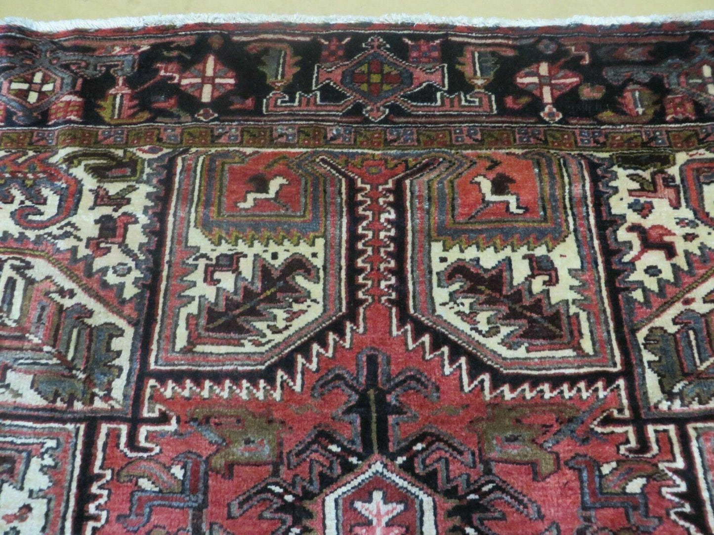 Persian Heriz Rug 8x12 Hand Knotted Wool Geometric Medallion Room Size Carpet
