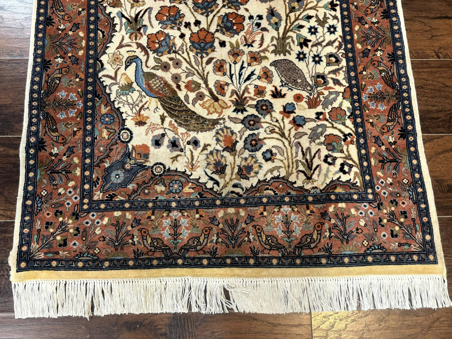 Small Pak Persian Rug 3x5, Peacock Birds Floral