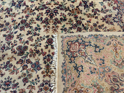 Karastan Kirman Wool Rug Antique 8.8x12 Lanamar Floral Ivory