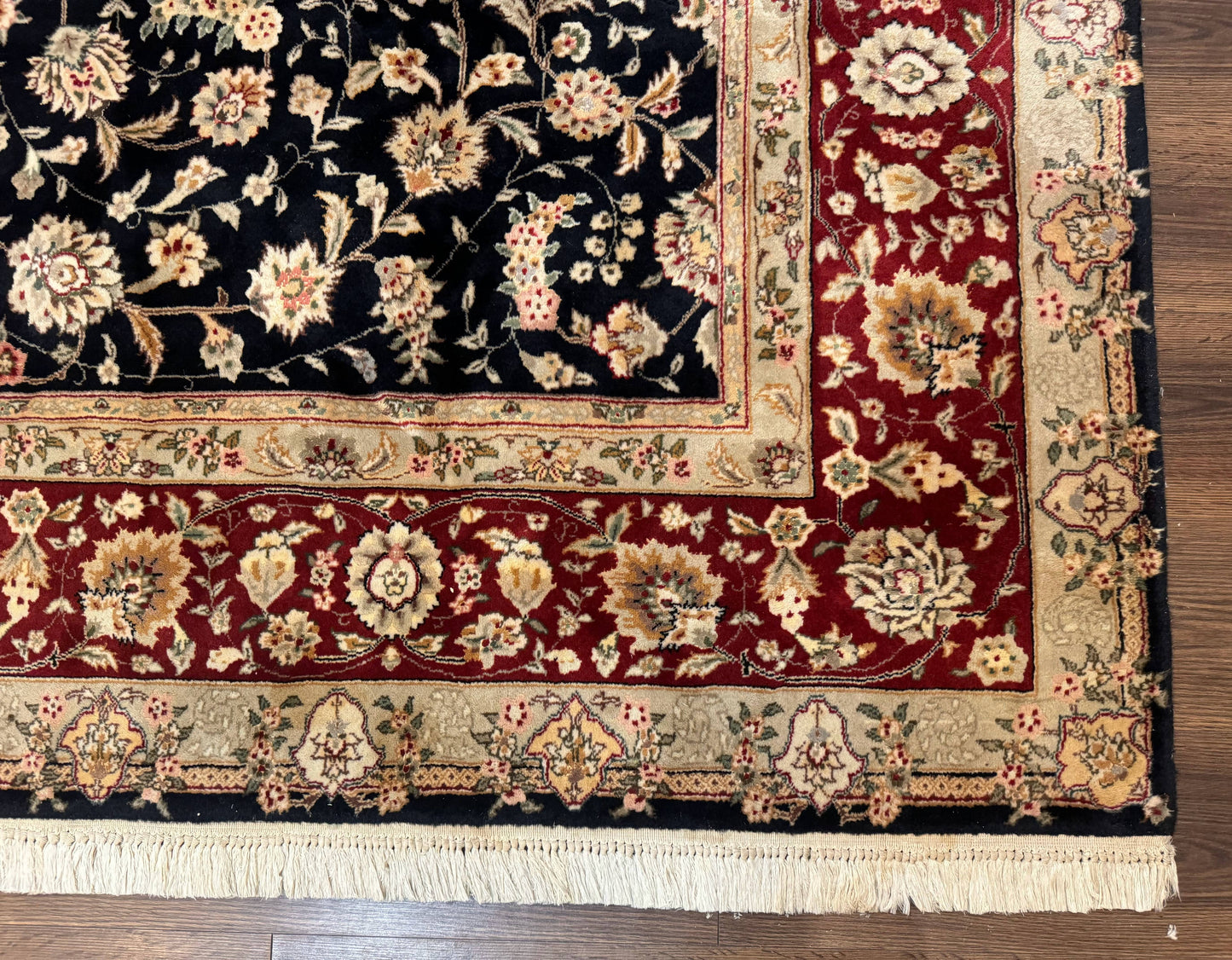 Sino Persian Rug 8x10 Vintage Hand Knotted Wool Floral Allover In Black And Red