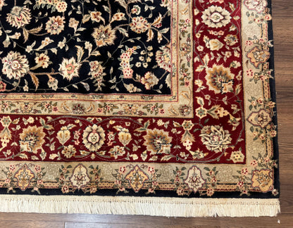 Sino Persian Rug 8x10 Vintage Hand Knotted Wool Floral Allover In Black And Red