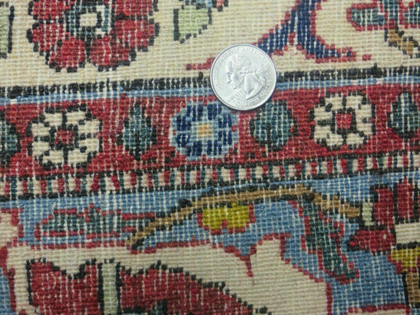 Navy Blue Antique Persian Rug 7x11, Veramin Mina Khani Repeated Allover Pattern, Vintage Authentic Hand Knotted Handmade Wool Room Sized Carpet