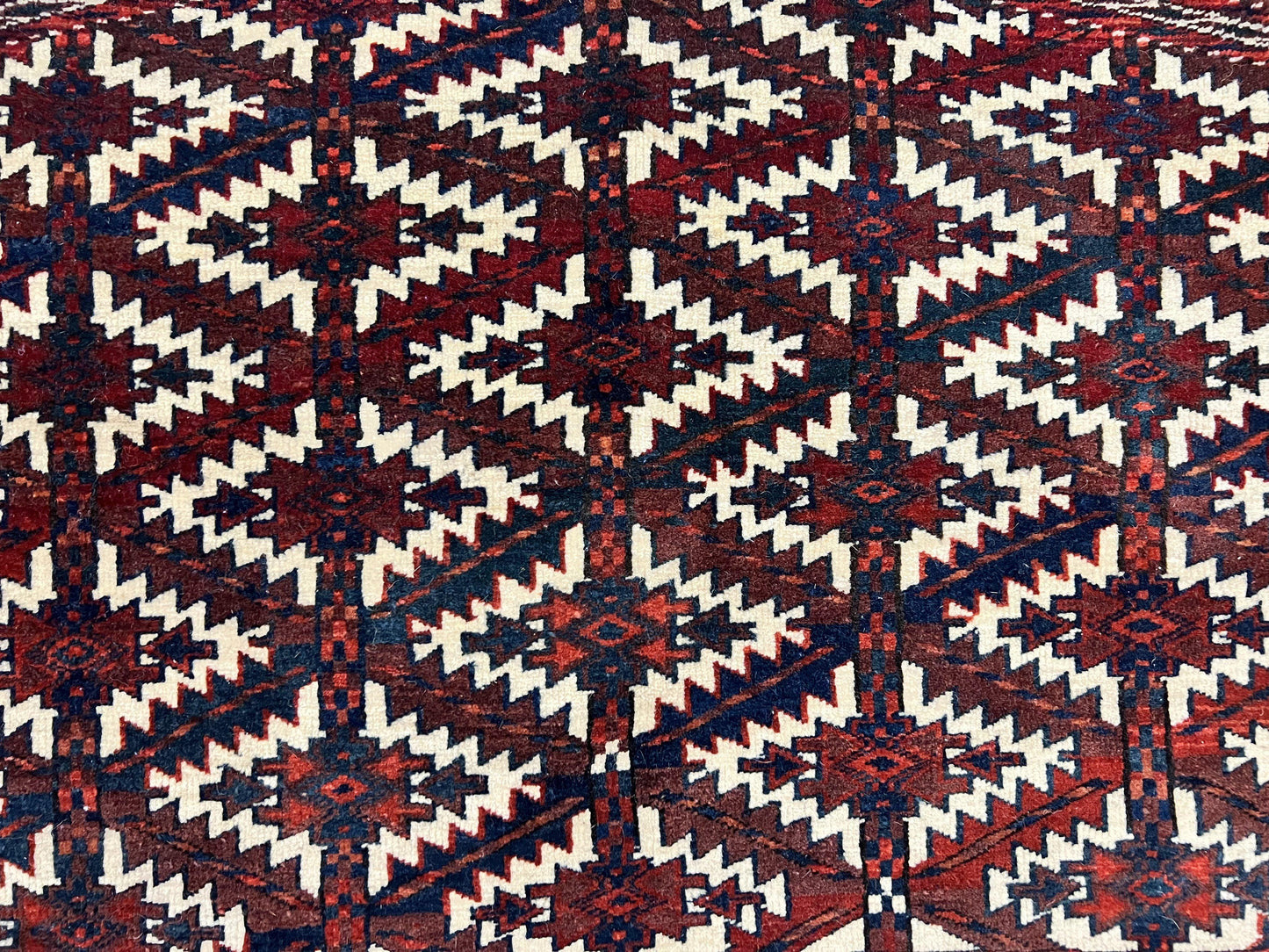 Antique Turkoman Camel Trapping Rug Hand Knotted Asmalyk Red Black Ivory