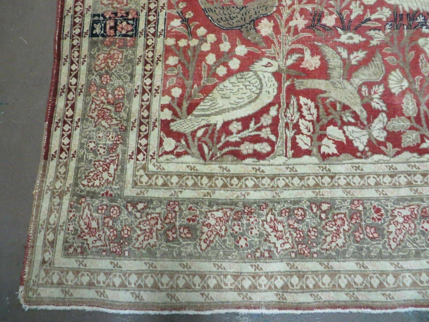 Antique Handmade Turkish Tree Of Life Wool Rug With Birds Red 4x6 Ft