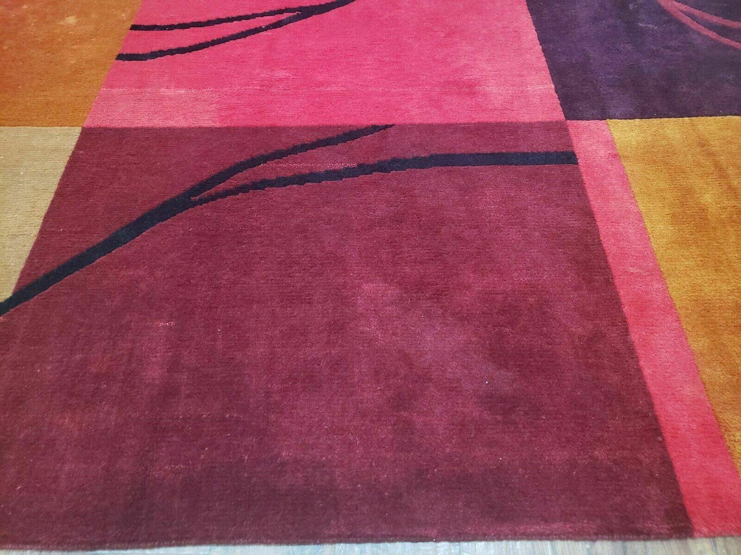 Tibetan Hand Knotted Wool Rug 8x10 Art Deco Modern Colorful Abstract Design